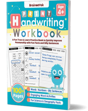 Print Handwriting Workbook: A Fun Trace & Learn Practice Book to Quickly Improve Penmanship with Fun Facts and Silly Sentences